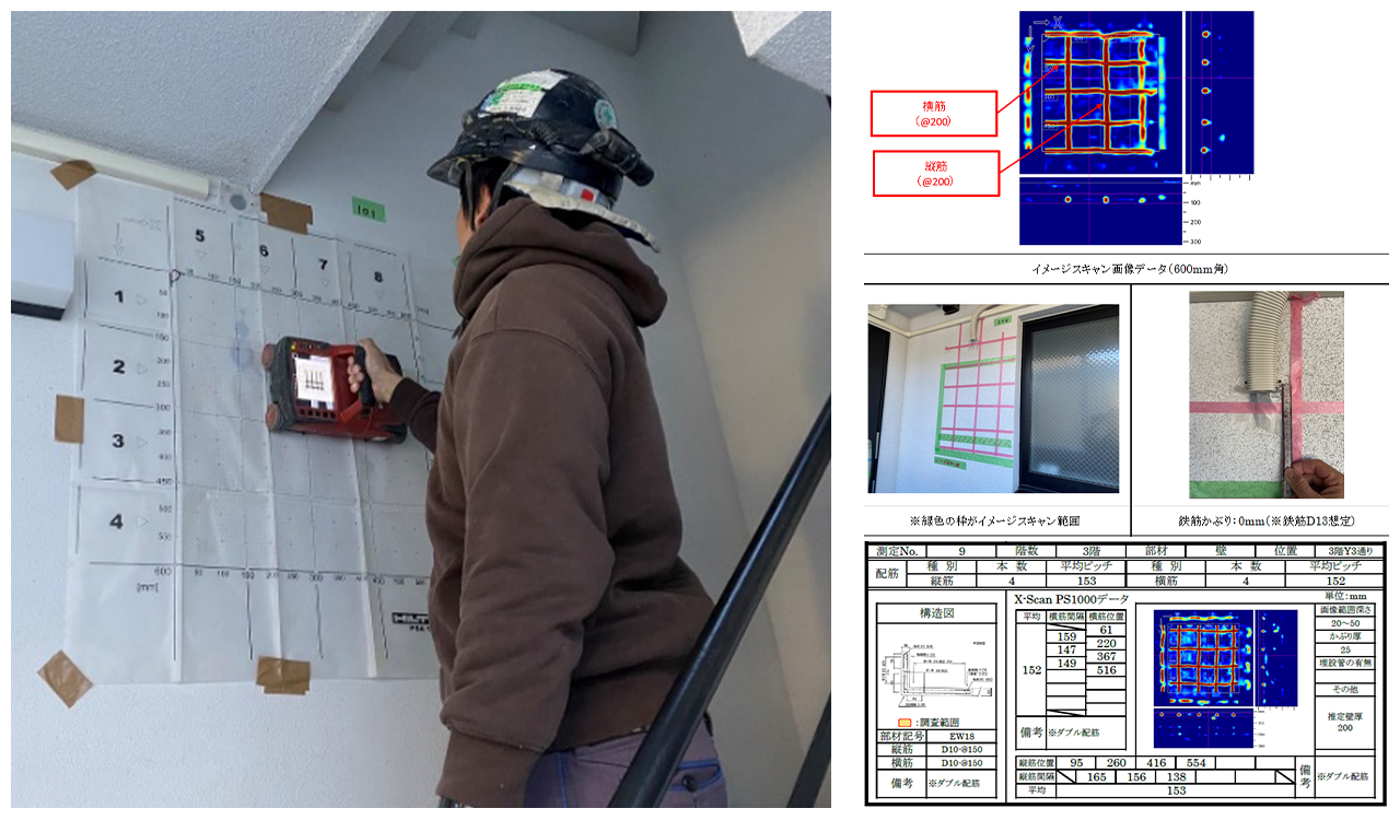 鉄筋探査作業風景